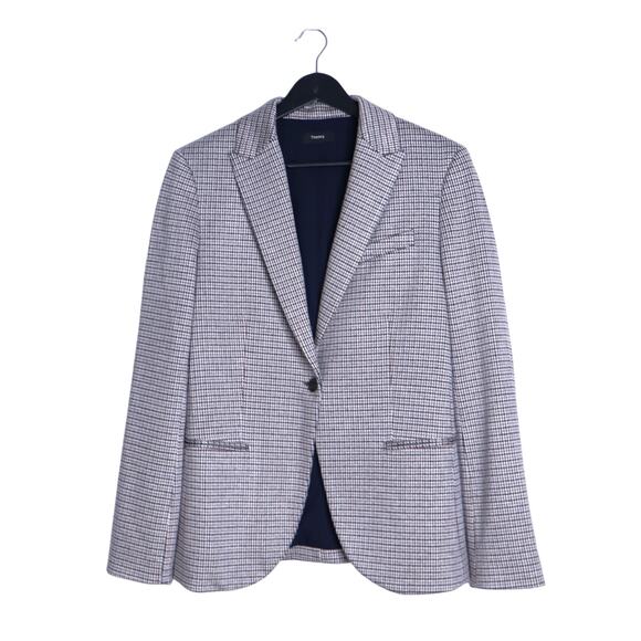 Theory Jackets & Blazers - THEORY Staple Houndstooth Stratton Knit Blazer Multi Long Sleeve Women's 4